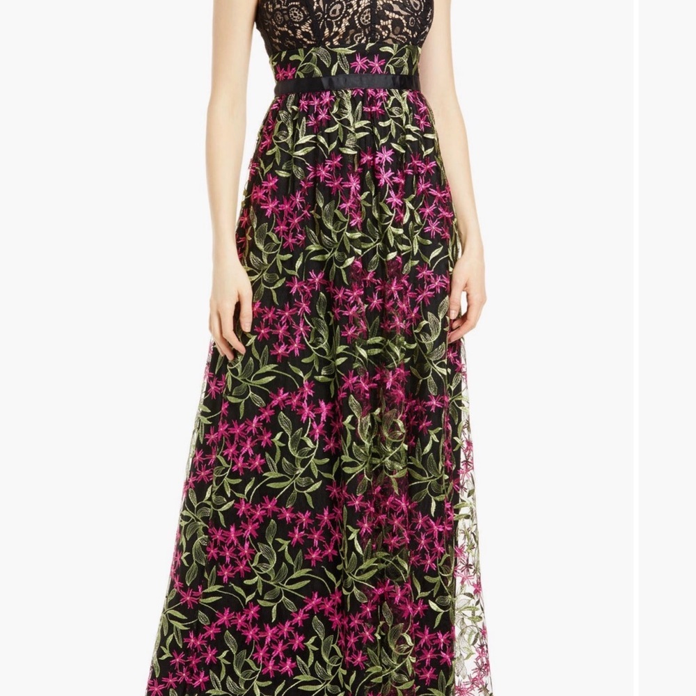 Lulus Floral Embroidered Gown